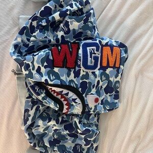 Bape Blue Camo Shark Zip Up Sweater